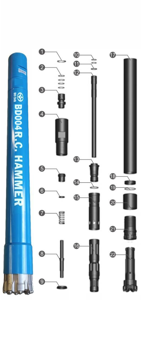 Black Diamond Drilling BD004 Reverse Circulation RC Hammer Parts list