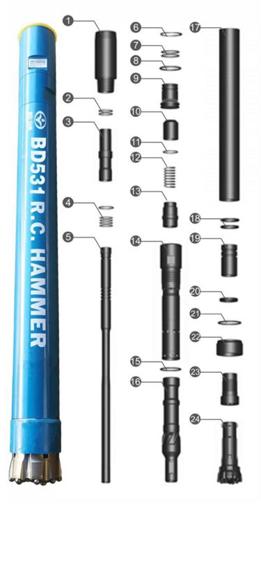 Black Diamond Drilling BD531 Reverse Circulation RC Hammer Parts list