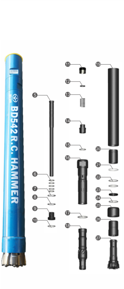 Black Diamond Drilling BD542 Reverse Circulation RC Hammer Parts List
