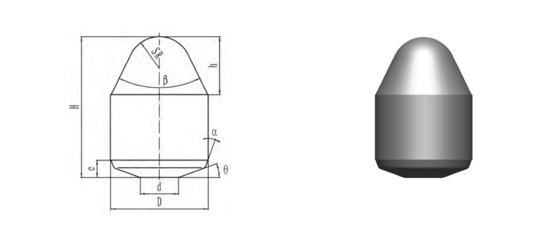 Black Diamond Drilling Cemented Carbide Ballistic Button Schematic