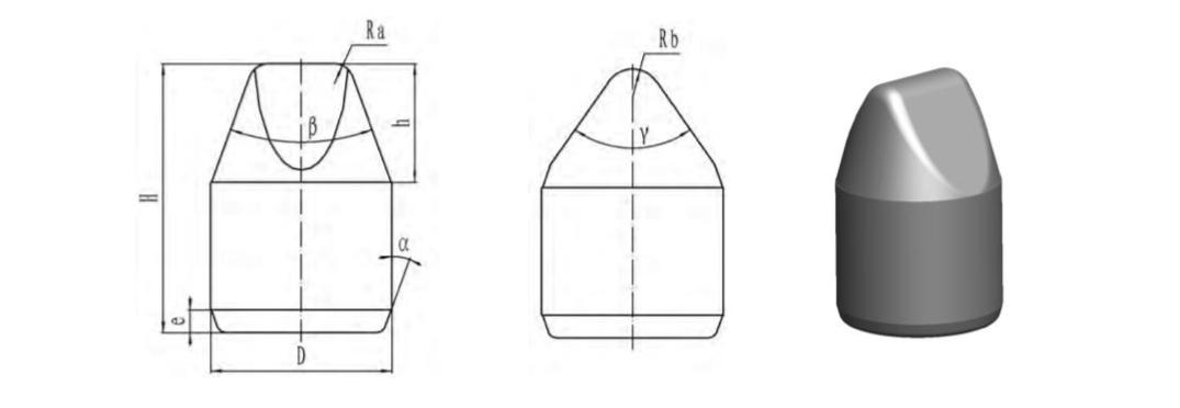 Black Diamond Drilling Cemented Carbide Chisel Button Schematic