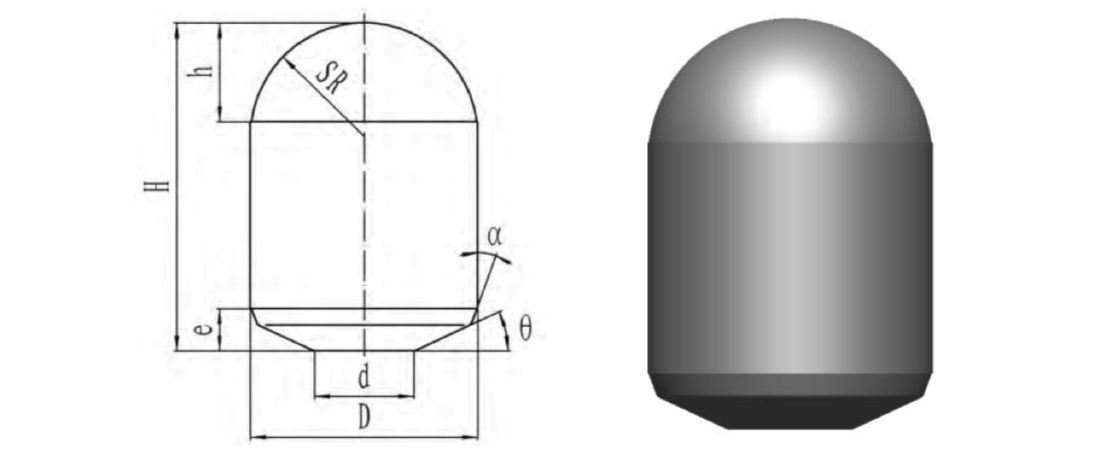 Black Diamond Drilling Cemented Carbide Domed Button Schematic