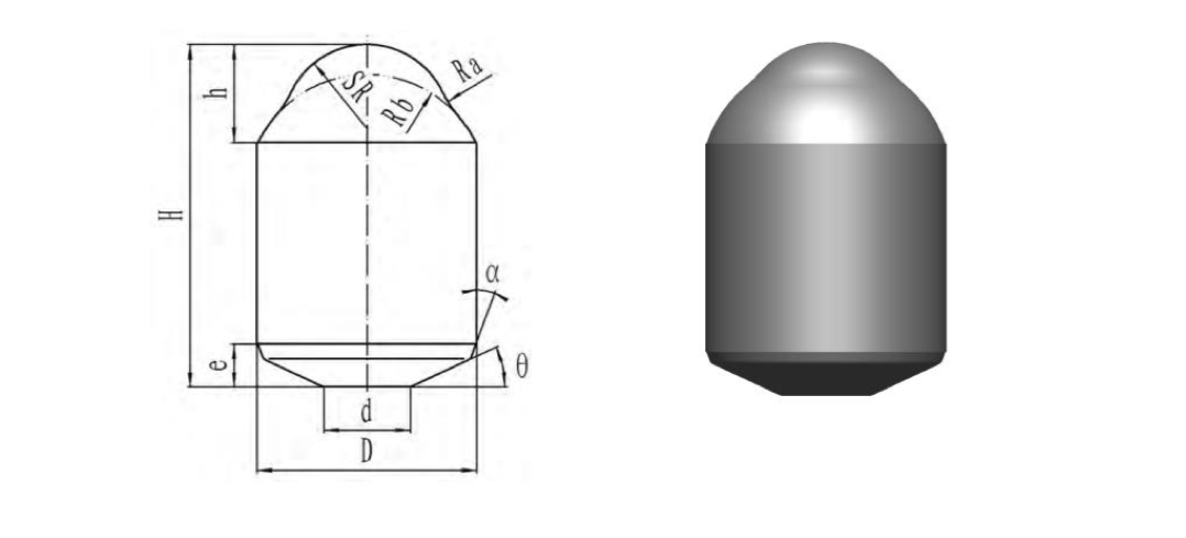 Black Diamond Drilling Cemented Carbide Double Dome Button Schematic